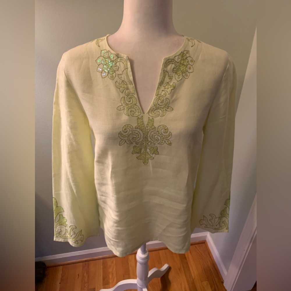 Saint Tropez West Linen embroidered tunic, size 8